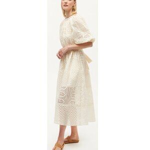 NEW $625 RHODE AMARA BUTTERCREAM EYELET MIDI DRESS SIZE XS